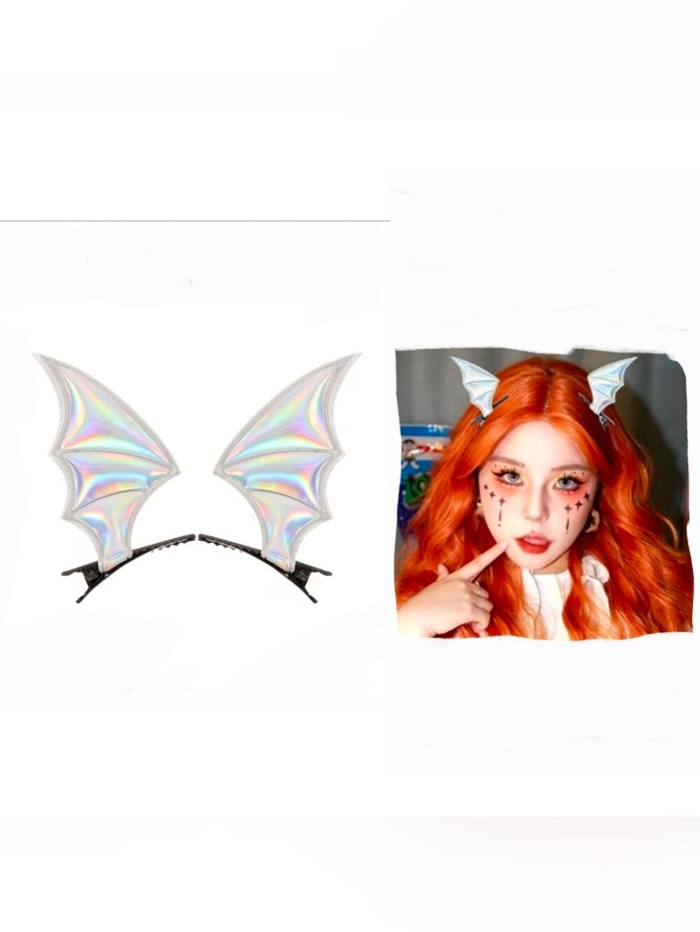 Holographic Iridescent Bat Wing Hair Clips BNIB